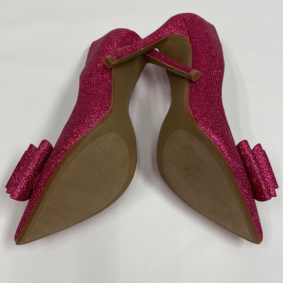 NWT Betsey Johnson Valentines Pink Glitter Stiletto Heels big bow size 7 NIB - Picture 10 of 15